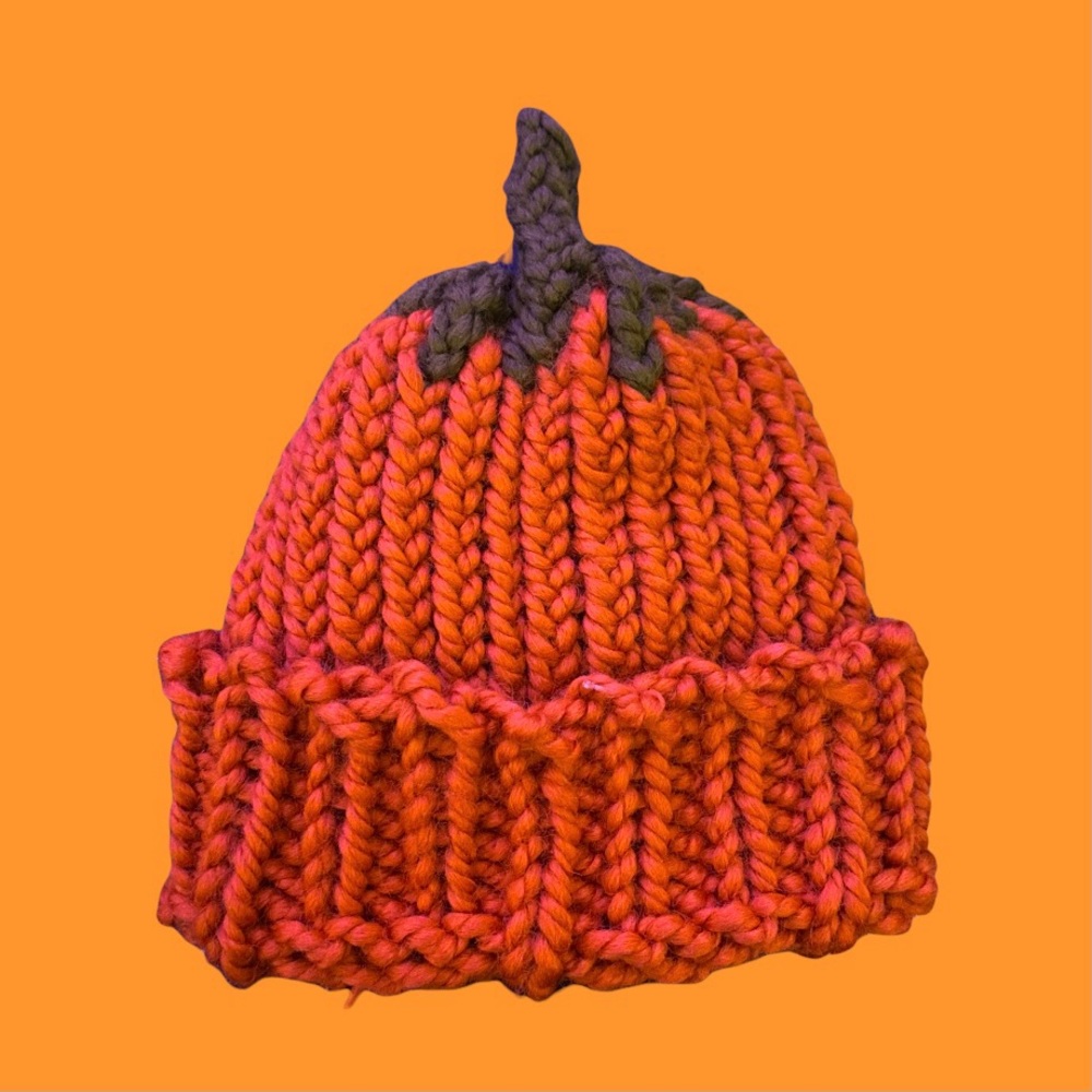 Handmade Knit Pumpkin Baby Hat